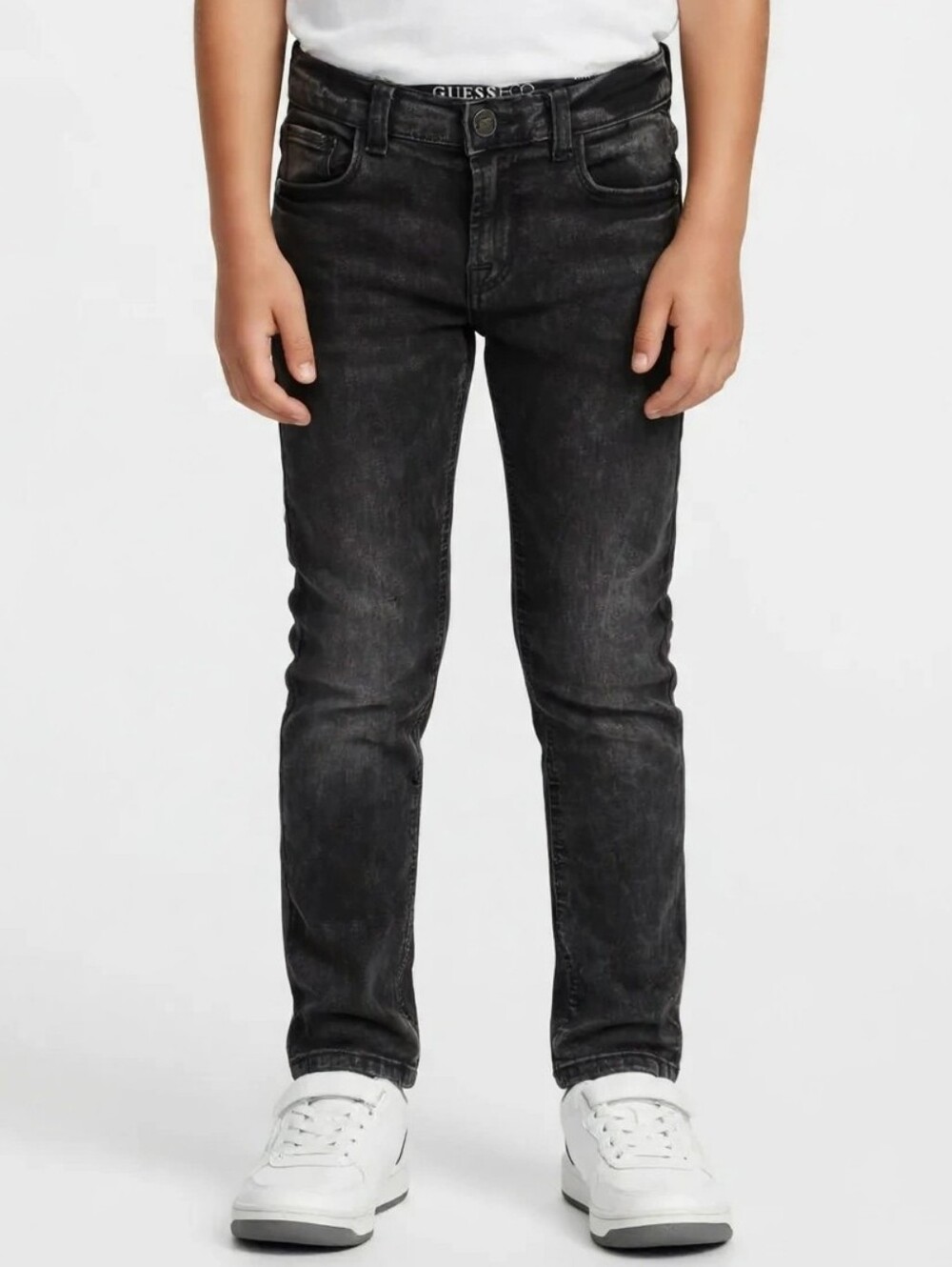GUESS ECO Boys Slim Fit Jeans Size 8 Dark Wash Grey Denim NWT Adjustable Waist
